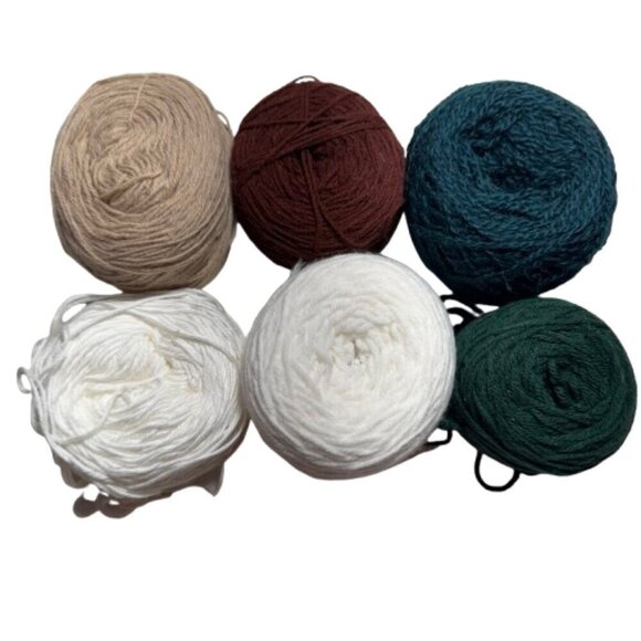 Quality Yarn Bundle - Cakes Teal, Brown, White, Tan #1605 - Picture 1 of 7